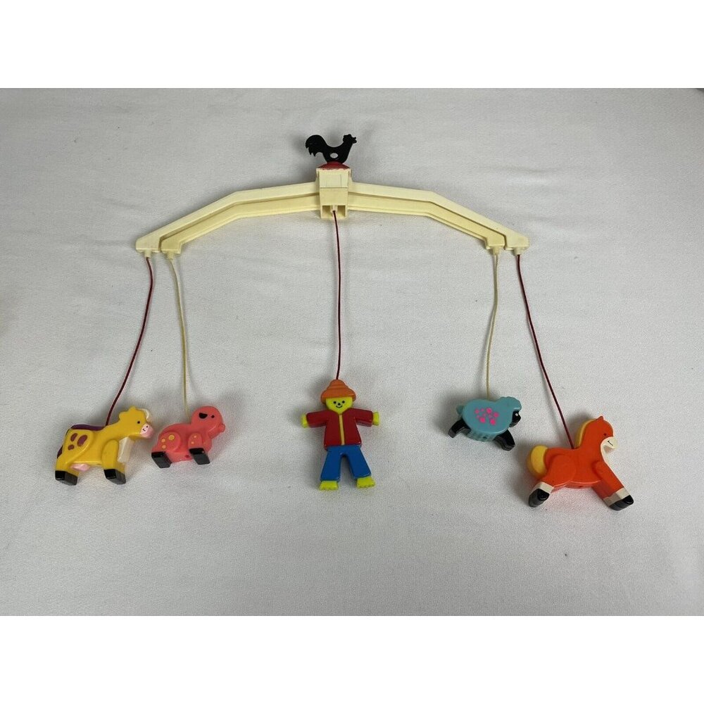 Fisher-Price Cream Baby Mobile with Colorful Wooden Animal and Figure Danglers